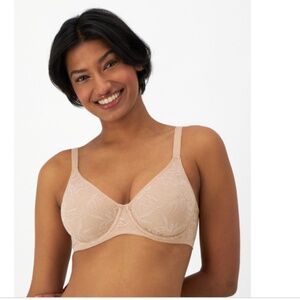 Bali Breathe Cotton Modal Lace Underwire Bra Almond